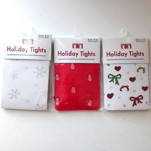 🎄Christmas tights! Set of 3 (Size 4 - 6)🎁